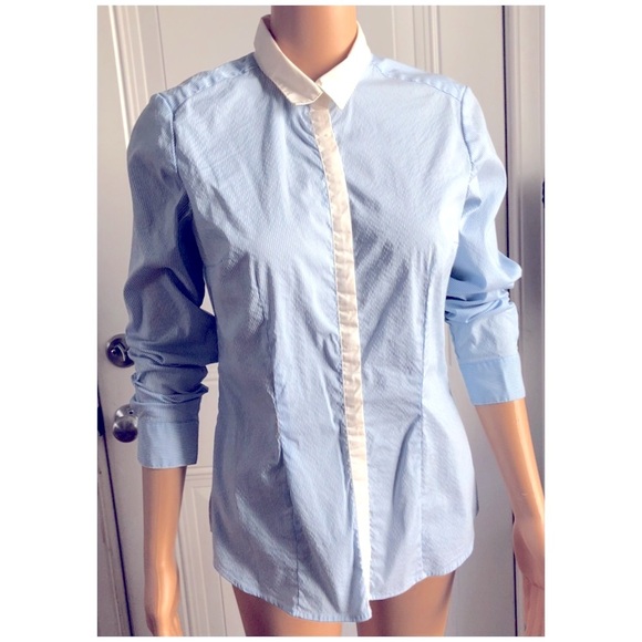 H&M Striped Button Down Blue/White Stripes - Picture 3 of 8